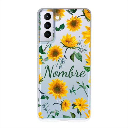 Funda Galaxy Girasoles Personalizada Con Tu Nombre