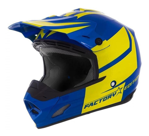 Capacete para moto  cross Pro Tork Th1  Factory Edition  azul e amarelo factory edition tamanho 58 