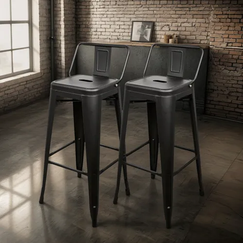 Banqueta Tolix Taburete Combo X 2 Respaldo Bajo Importadas