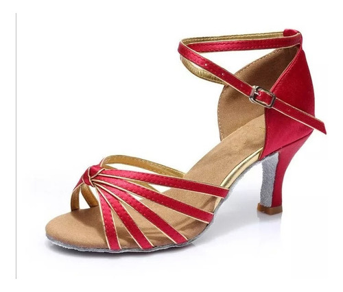 Zapatos De Baile Latino De Tacón Medio De Seda Satinada