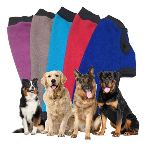 Set X5 Ropa Abrigo Polar Poncho Buzo Liso Mascotas Talle 14 Surtido