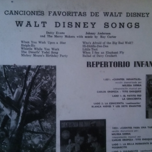 Vinilo Walt Disney Las Canciones Mickey Dumbo 3 Cerditos Mas (Usado)