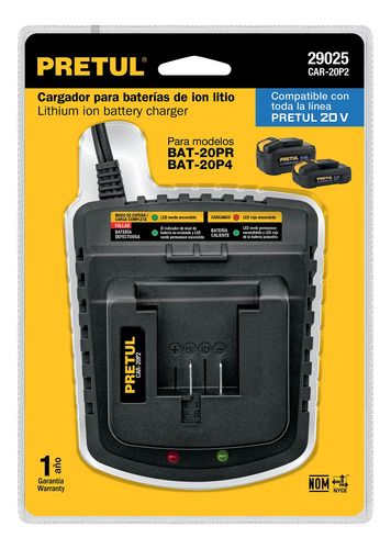 Cargador Baterías De Ion Litio 20 V, Pretul 29025