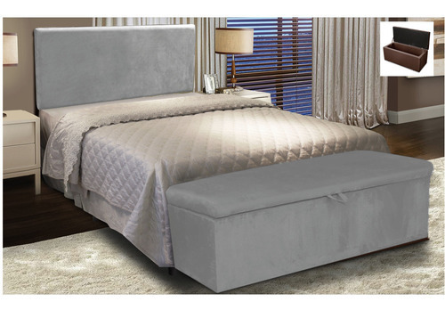 Cabeceira Clean Para Cama Box Casal 160 Cm Suede Grafite