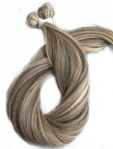 Imagem 2 de 5 de Cabelo Humano Loiro Claro Tecido Tela 120g 70 Cm Mega Hair