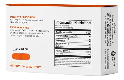Vitamin Way Kit X2 Vitamina C Con Zinc Sistema Inmune 30c