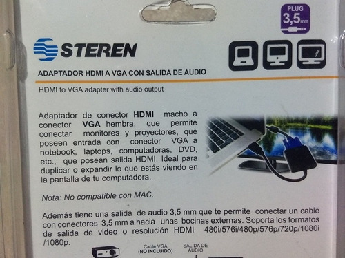 Adaptador Hdmi A Vga Con Salida De Audio, Steren