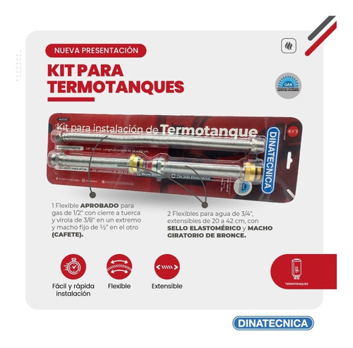 Kit Flexible Instalacion De Termotanques Dinatecnica