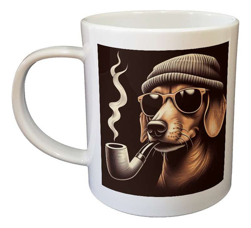 Taza Plastico Perro Pipa Salchicha Gorra Anteojos