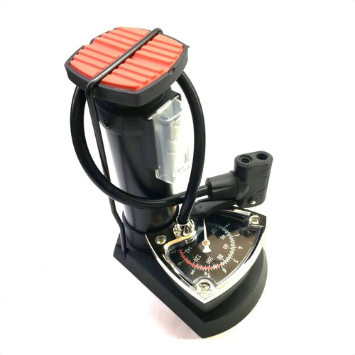 Imagen 1 de 4 de Mini Inflador De Pie Manómetro Doble Pico Bicicleta Van 012