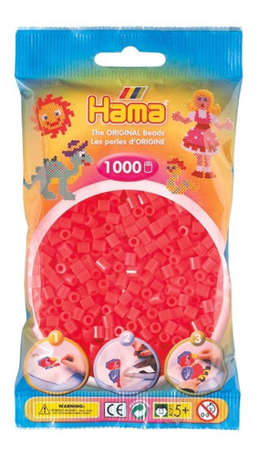 Hama Beads Midi Color Rojo Neón 1000 Unid Perler Pixel