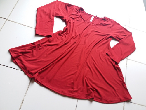 Imagen 4 de 10 de Remera Acampanada Manga Larga Modal Con Lycra