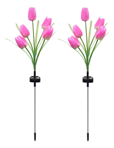 Thafikzi Luz Solar Jardin Para Exterior 5 Flor Tulipan Color