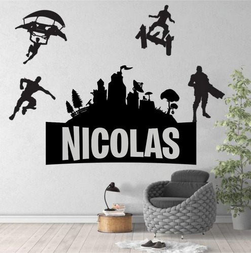 Vinilo Decorativo De Pared Fornite Con Nombre Personalizado
