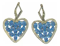 Comprar Aros Corazón Cuarzo Tanzanita Azul Violeta Bañado En Oro Bla