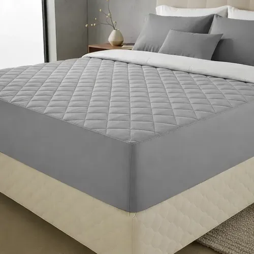 Protetor Colchão Cama ​Impermeável Matelado Premium Conforto Cinza Liso King