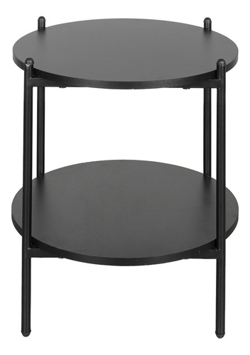 Mesa Lateral Auxiliar Diseño Moderno 2 Niveles Color Negro