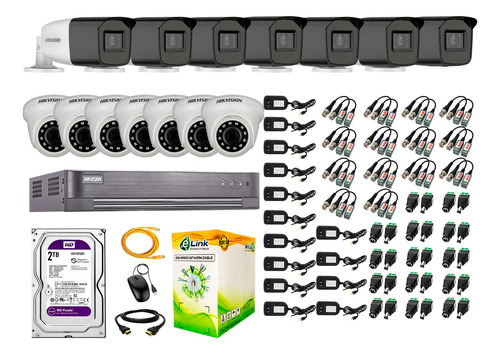 Cámaras Seguridad Kit 14 Hikvision Full Hd 2tb 40m Varifocal