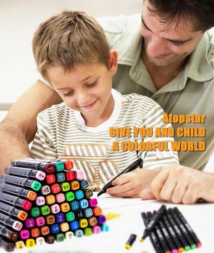 Marcadores Atopstar 80 Colores Permanentes Doble Punta