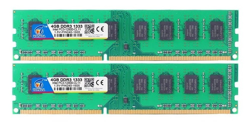 Kit 2 Memória Ram 4gb Ddr3 1333mhz Pc3-10600 2x4gb Total 8gb