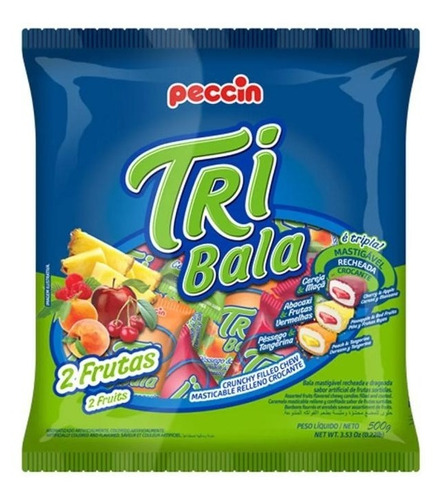 Bala Recheada Tri Bala Sabor  Frutas 500gr - Peccin