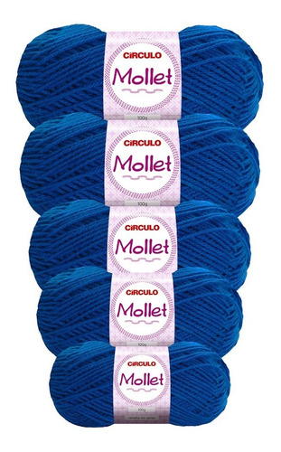 Lã Mollet 100g Crochê / Tricô - Círculo - 5 Novelos Cor 0530 - Pacífico