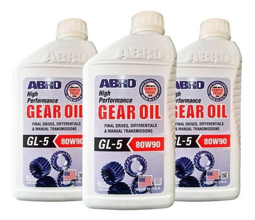 3 Óleo Diferencial Abro Gear Oil 80w90 Mineral Api Gl5