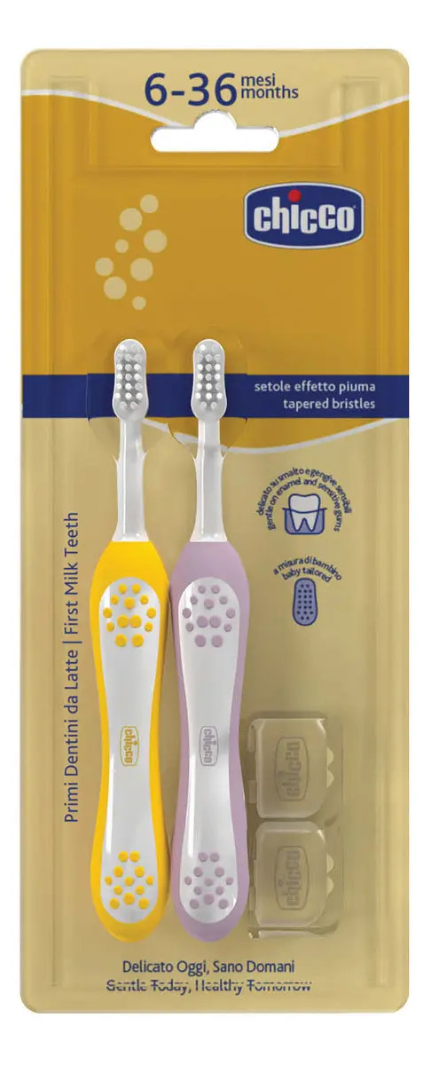 Chicco Combo De Cepillos De Dientes 6 A 36 M Dos Colores Erg