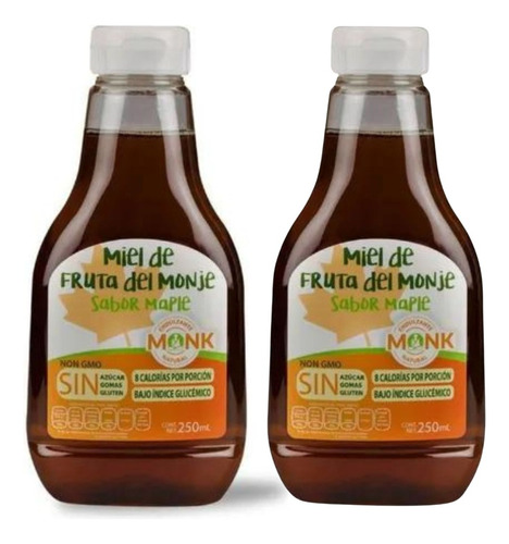 2 Pack Miel Monk Endulzante Natural Fruta Monje Maple 250ml