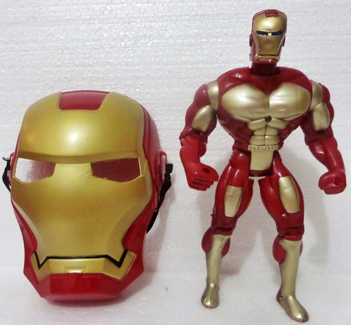 Boneco Homem De Ferro 25 Cm + Máscara Iron Man Vingadores