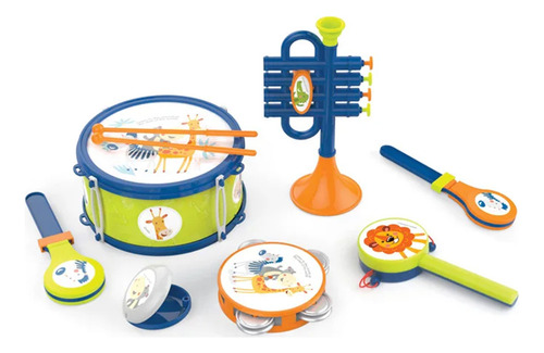 Set Infantil De 7 Instrumentos Musicales C/trompeta Y Tambor