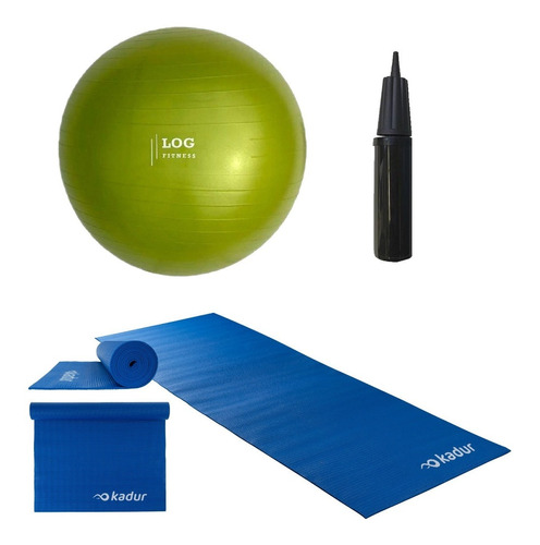 Pelota Yoga Esferodinamia 65 + Mat 4 Mm + Inflador Combo Kit