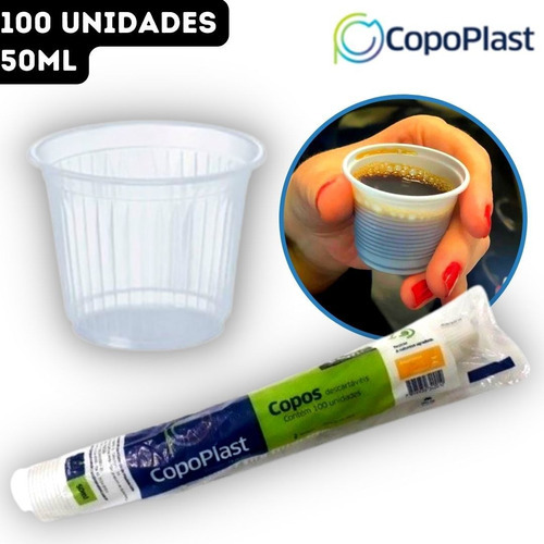 100un Copo Plástico 50ml Descartável Transparente Café Ch