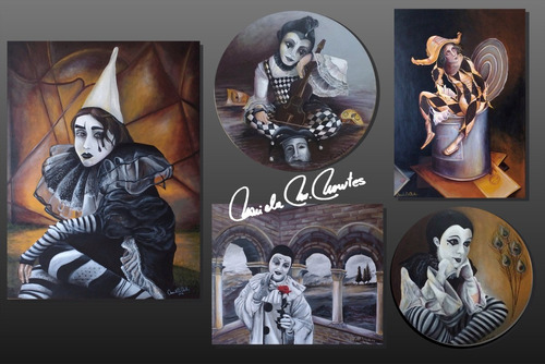Cuadros Originales - Pintura Al Oleo - Pierrot - Arlequin