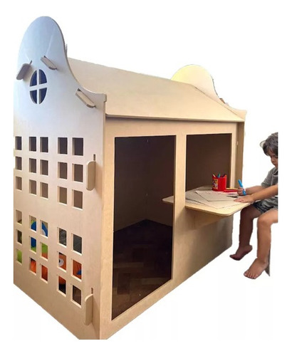Casita Infantil De Madera Para Niños 120x90 Cm Nude Cuadrados
