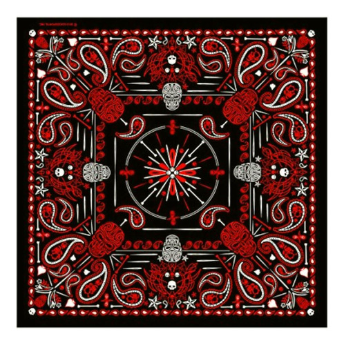 Hot Leathers Bandana De Calavera De Cachemira (negro/rojo,