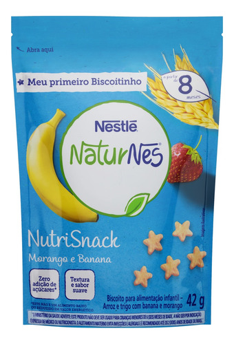 Biscoito para Alimentação Infantil Morango e Banana Naturnes NutriSnack Pouch 42g