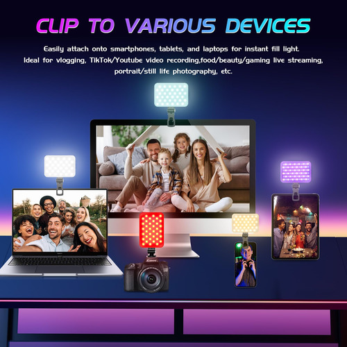 Luz Para Selfie Usb Recargable Rgb Led Para Teléfono