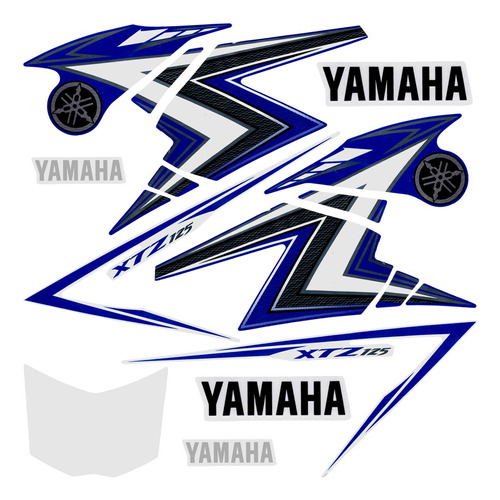 Cartela Completa Adesivos Xtz Yamaha 125 Ano 2010 Azul Cor Azul 2010