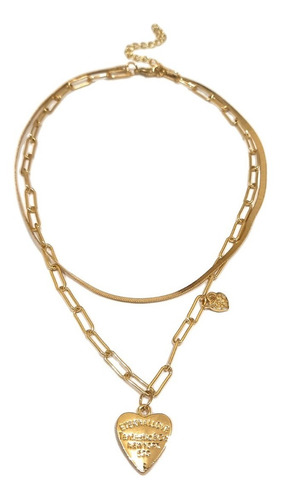Collar Eslabones Corazón Y Cadena De Serpiente