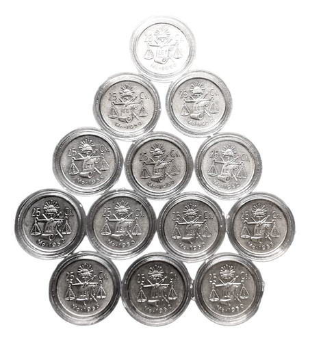 Lote De 13 Monedas Plata 25 Centavos Balanza De Los 1950 S
