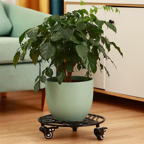 Soporte De Metal Para Plantas Con Ruedas, De Hierro Forjado