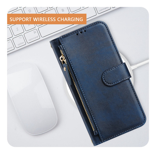 Funda De Piel Con Cierre De Primera Calidad Para Motorola E40, A Prueba De Golpes, Protección De 360°, Cartera, Bloqueo Rfid, Soporte
