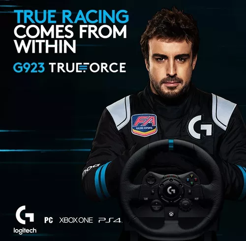 Logitech G G923 Volante de Carreras y Pedales, TRUEFORCE Force Feedback,  Cuero Auténtico + Palanca de