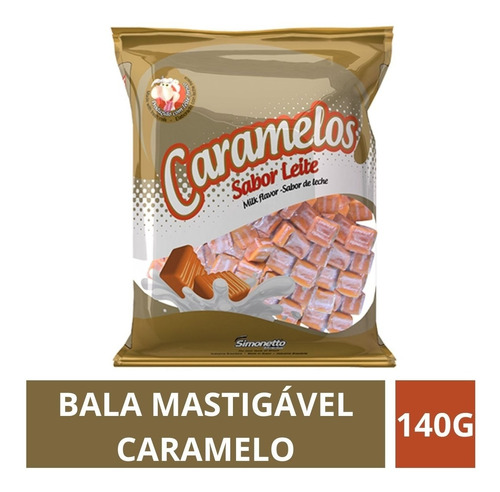 Bala Caramelo Sabor Leite Simonetto 140 Grs.