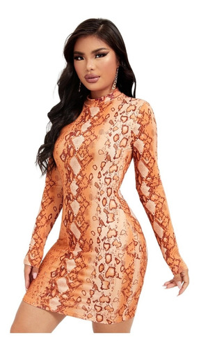 Vestido Sexy Moderno Entallado Animal Print Snake Skin Antro