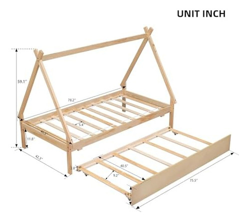Cama Tipo Tipi De Tamaño Individual Con Nido, Cama Montessor