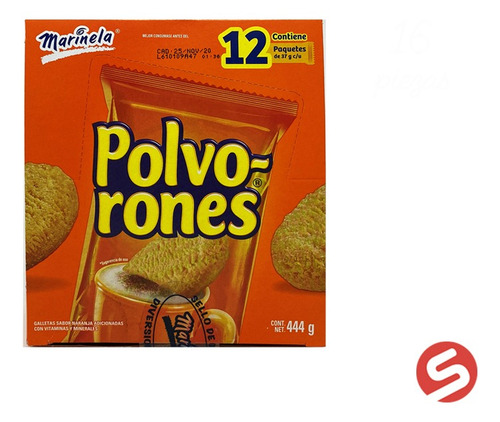 Galletas Polvorones Marinela 12 Paquetes Cont. Net. 444 Gr