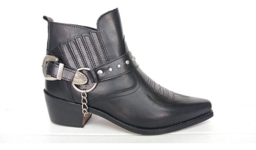 Bota Texana Corta Artesanal En Cuero Art 900/ Base Suela