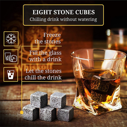 Juego De 2 Vasos De Whisky, Piedras De Whisky Bourbon, Pinza Color Marrón